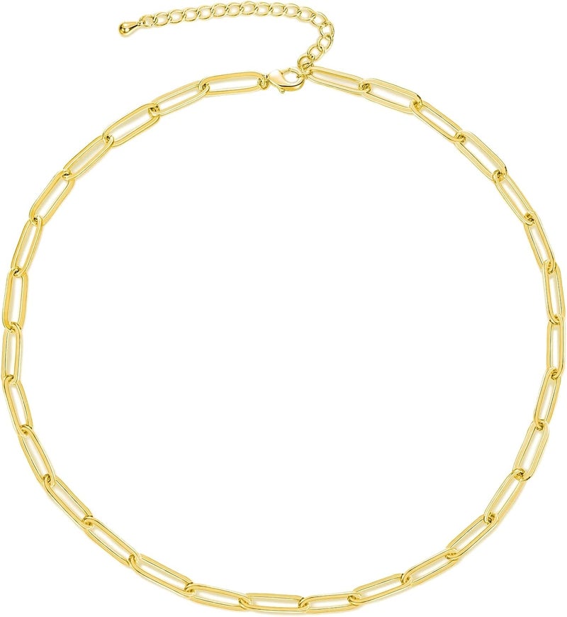 Tewiky Gold Chain Necklace for Women, 14k Gold Plated Thin Beaded Wave Box Chain Necklace Dainty Gold Necklace Simple Layered Gold Choker Necklaces Minimalist Gold Link Chain Necklace Trendy Jewelry for Women - Image 1